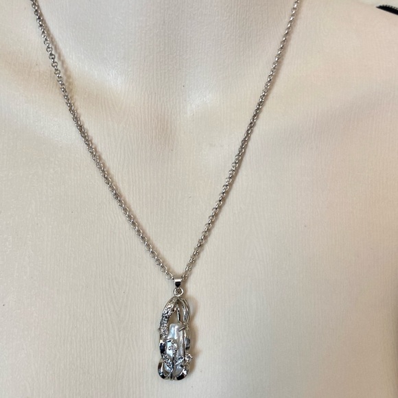 Vintage Encased Biwa Pearls Pendant w/18in Sterling-925 Chain Necklace - Picture 7 of 12